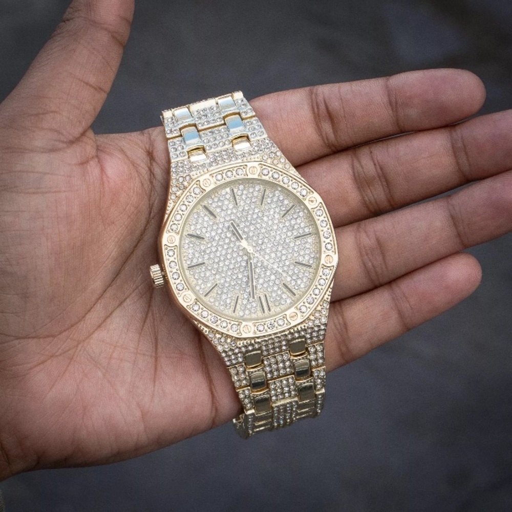 Iced Out Big Face Presidential Mens Hip Hop Watch - Picture 1 of 5